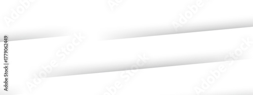 Minimalistic abstract background featuring diagonal white stripes with soft shadows with subtle gradients on a clean white surface. Sense of depth and smooth texture of geometric alignment