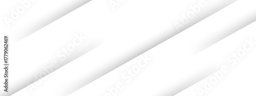 Minimalistic abstract background featuring diagonal white stripes with soft shadows with subtle gradients on a clean white surface. Sense of depth and smooth texture of geometric alignment