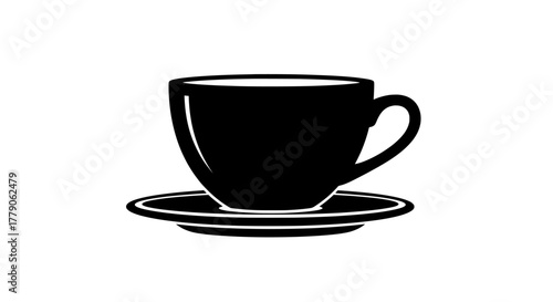 Coffee cup silhouette with saucer