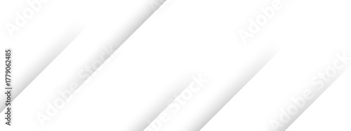 Minimalistic abstract background featuring diagonal white stripes with soft shadows with subtle gradients on a clean white surface. Sense of depth and smooth texture of geometric alignment