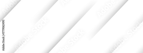 Minimalistic abstract background featuring diagonal white stripes with soft shadows with subtle gradients on a clean white surface. Sense of depth and smooth texture of geometric alignment