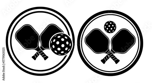 Pickleball paddles and ball icon