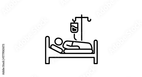 Patient in bed with iv drip