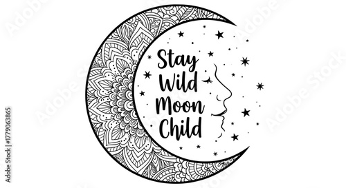 Moon mandala stay wild child face 
