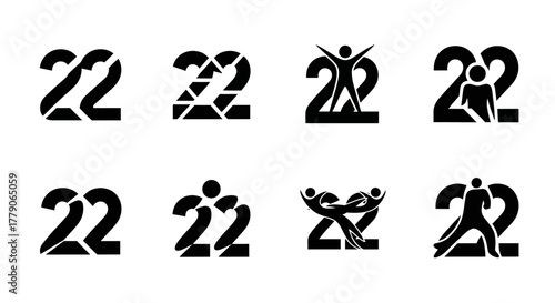 Collection of creatively designed twenty-two symbols with varying human representations
