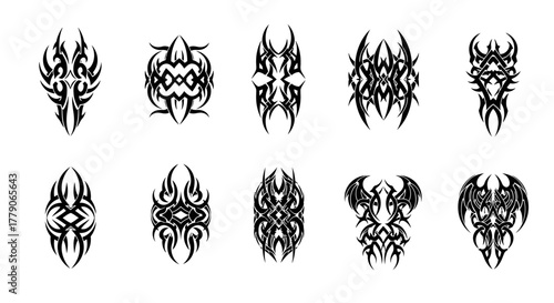 Collection of striking tribal tattoo designs showcasing diverse symbolic forms ink art