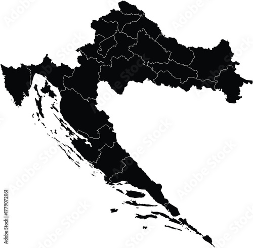 Vector Map of Croatia with Administrative Regions