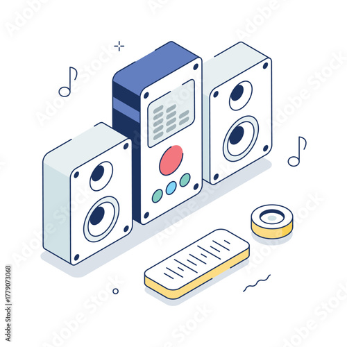 Take a look at this amazing isometric illustration of music entertainment
