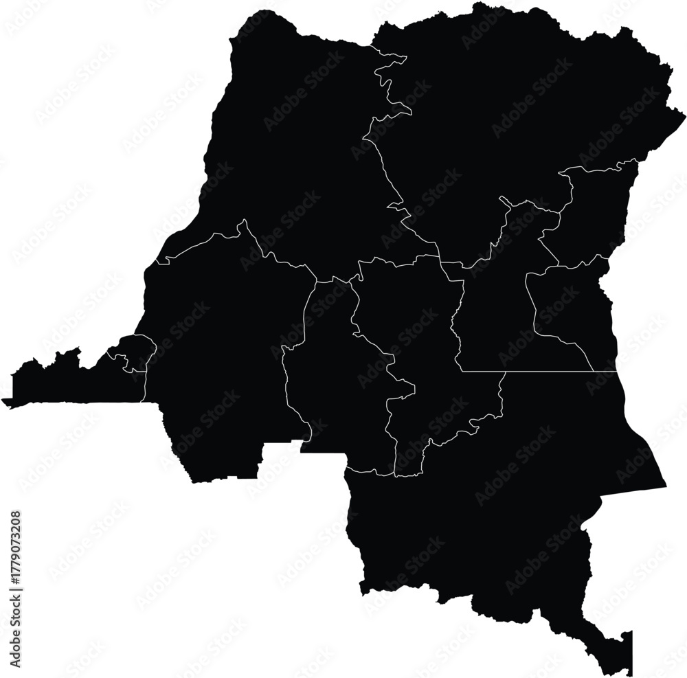 Obraz premium Vector Map of DRC with Provinces