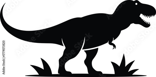T-Rex Dinosaur Profile Black Silhouette Isolated on White