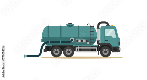 Detailed Septic Tank Truck Illustration for Waste Management Services.