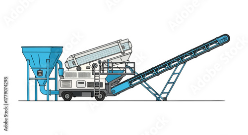 Mobile concrete crusher machine for construction and recycling operations.