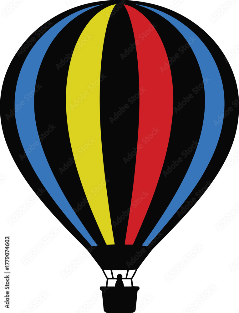 Fototapeta premium Colorful Hot Air Balloon Vector Illustration Isolated on White. Travel Adventure Hot Air Balloon with Bright Colors.