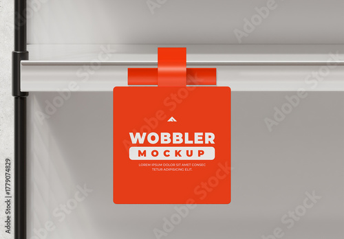 Retail Vertical Wobbler Shelf Talker Mockup for Point-of-Sale Promotion