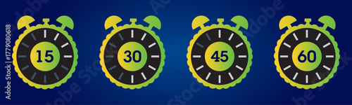 Clock Timer Icons Set for Time Management and Scheduling