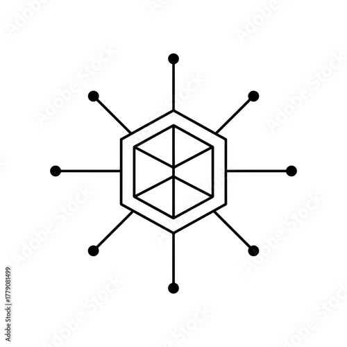 Modern abstract molecule design conveys scientific innovation and technological advancement in a clean, minimalist style perfect for branding or data visualization