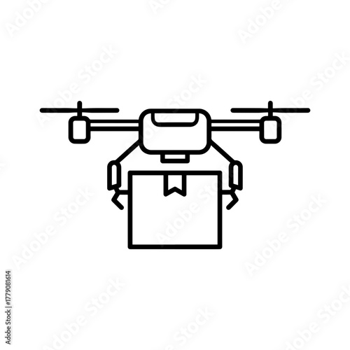 Modern drone delivery icon for logistics, e-commerce, and future technology, conveying speed, efficiency, and innovation in package transport solutions