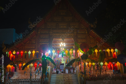 Lantern lights decoration at Thai temple