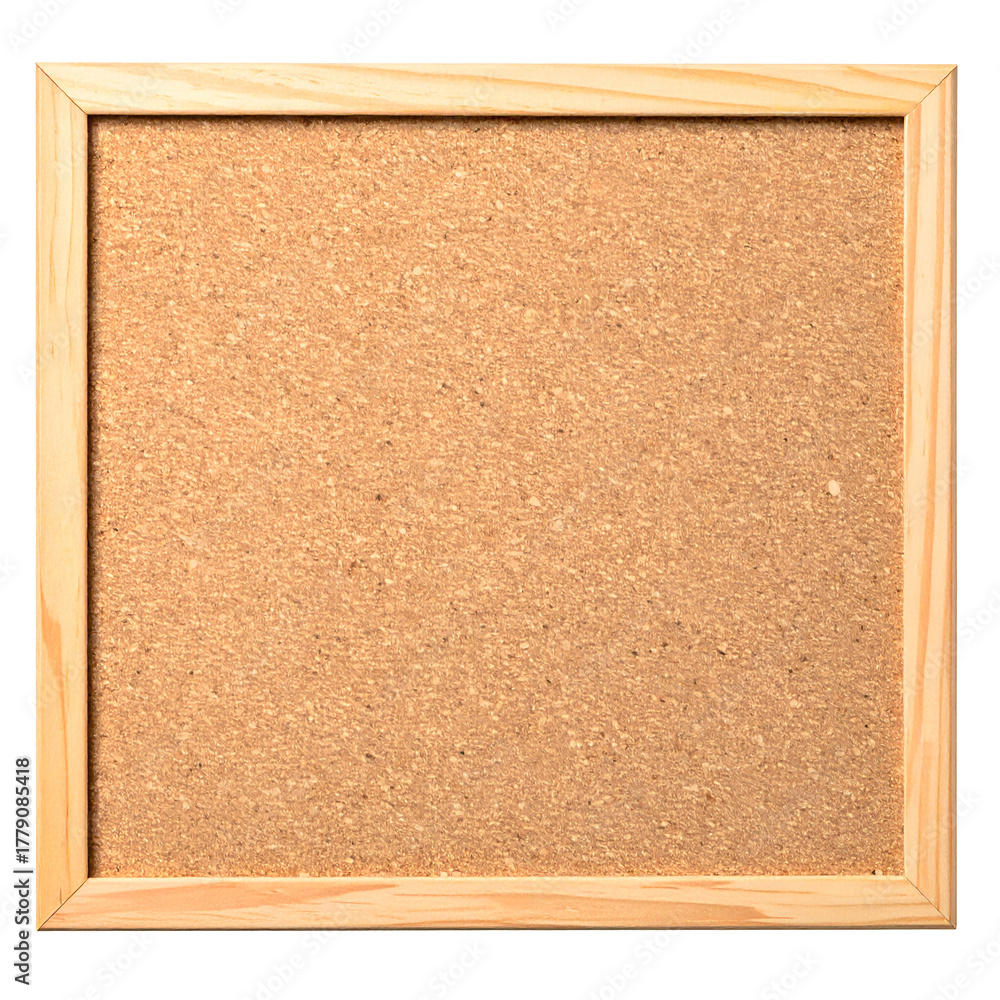 Fototapeta premium Empty rectangular natural cork bulletin board with a light wood frame