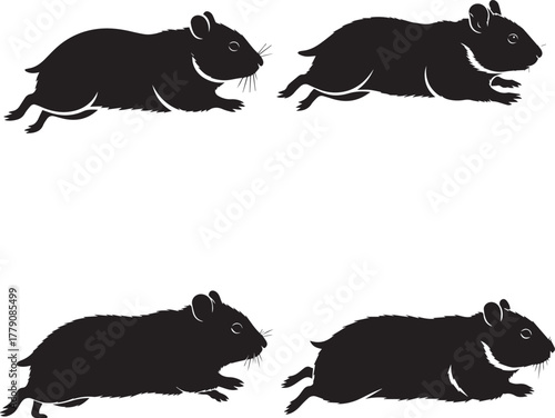 Running hamster silhouette vector isolated on white