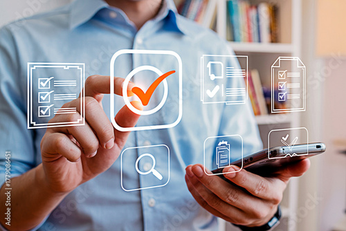 Digital checklist app concept for task management and productivity on mobile phone for business use case