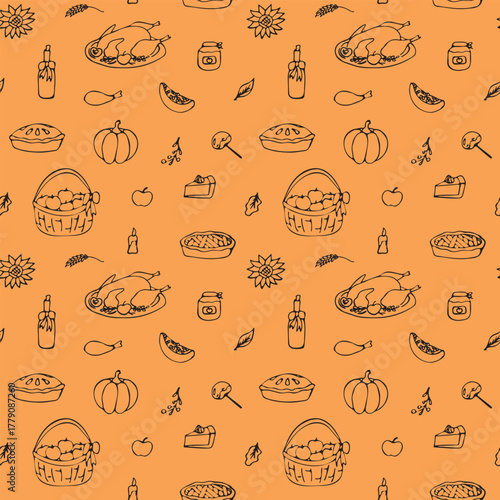 Hand-Drawn Thanksgiving Seamless Pattern
