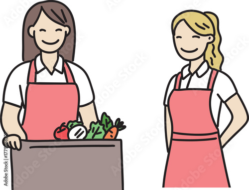 과일가게 사장과 점원 일러스트 세트