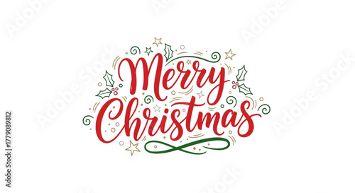 Festive Celebration Delightful Merry Christmas Typography with Decorative Elements