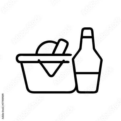 Picnic basket with food and beverage