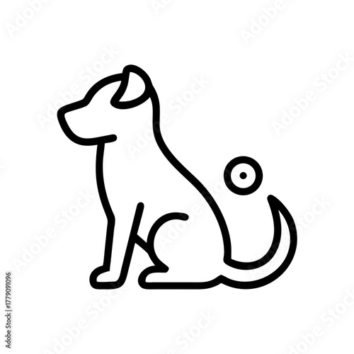 Sitting dog silhouette on white background