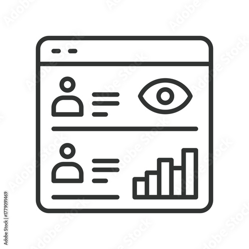 Employee monitoring icon in line design. employee monitoring, analytics, performance, productivity, data, feedback, management on white background vector. Employee monitoring editable stroke icon