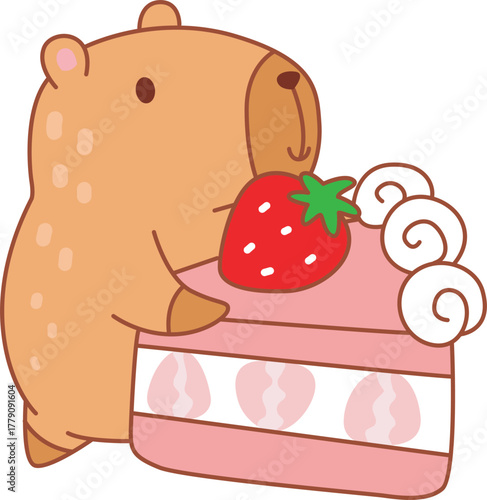 Illustrations of cute capybara character clip art for kids.