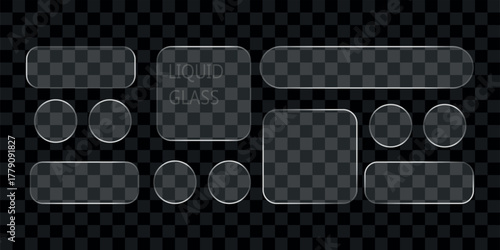 New Liquid glass effect smartphone ui design in dark theme. editable vector design.