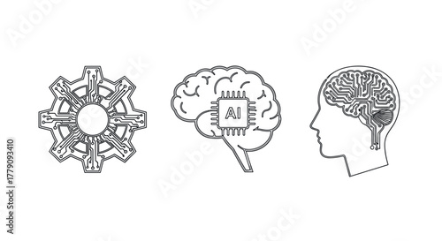 Technology and artificial intelligence concepts with circuit brain and chip design