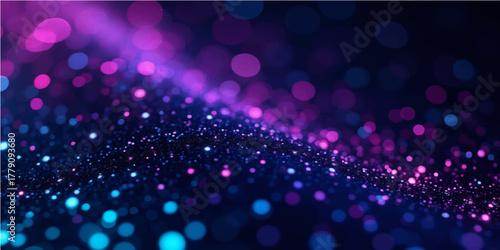 Colorful glowing fiber optics backdrop with bright light spots and abstract bokeh design