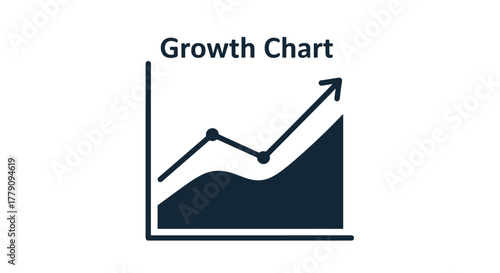 Minimalist growth chart with rising arrow and data points