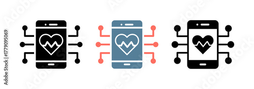 Health Technology Icon Collection Set  Glyph & Mixed Style  