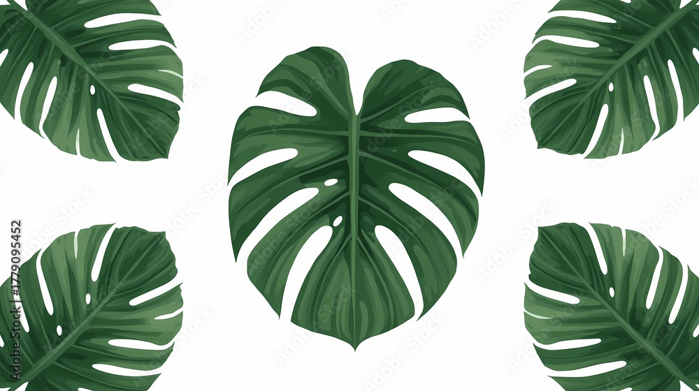 Obraz premium Tropical Split Leaf Vector Illustration – Monstera Inspired Design