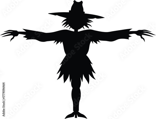 Farm scarecrow silhouette vector