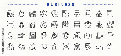Business simple icon set. Minimalist vector collections. Professional icon. Pack of enterprise, commerce, profession, economic, organization and more.