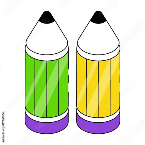 A writing tool icon, isometric design of pencils