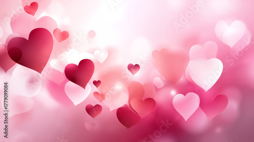 An abstract, romantic Valentine's Day theme with soft colors, delicate hearts, and smooth textures. A minimalist concept of love and care on this special day. Perfect for weddings and birthdays.