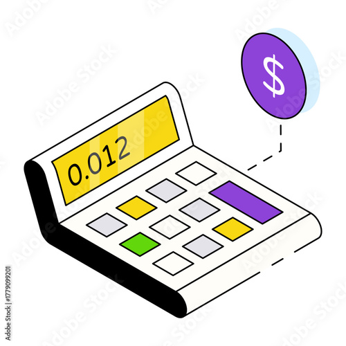 Cruncher with money, concept of financial calculator