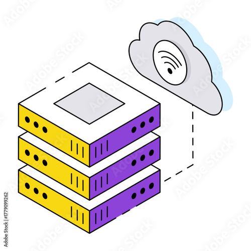 An icon design of cloud server 