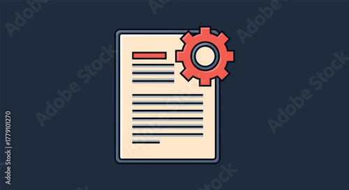 Configuration settings document with gear icon on dark background