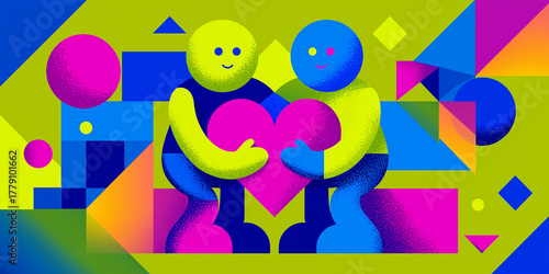 Psychedellic happy valentine's card with pop art design - ai generated