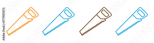 Silhouette of saw symbol, Hand Saw icon, vector design.  wood cutter vector, Carpentry tools icon vector illustration.
