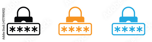 Security password icon in trendy flat and line style design. Padlock with password icon. Password symbol