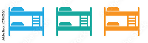 Kid bunk bed icon. Outline kid bunk bed vector icon color flat isolated