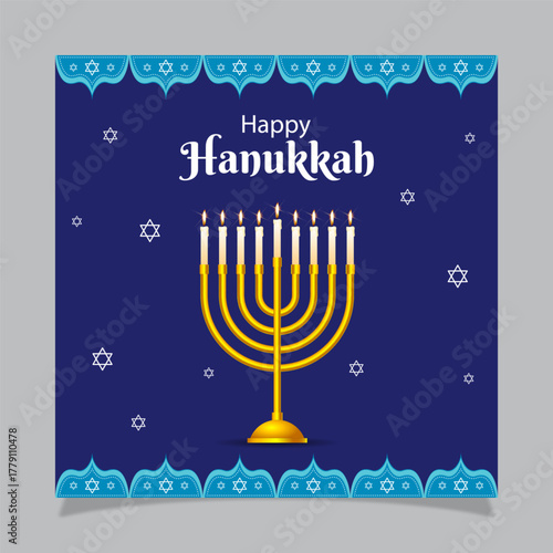 Vector illustration of Happy Hanukkah social media template